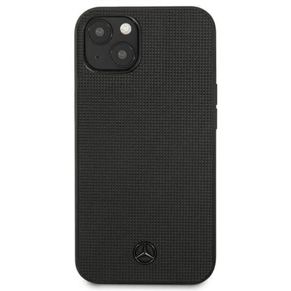 Mercedes iPhone 13 Skal Läder Meshed Metal Logo - Svart
