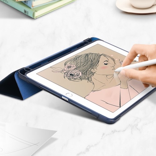 iPad 9.7 (2017/2018/Air/Air2) Kolmiosainen kotelo - Sininen