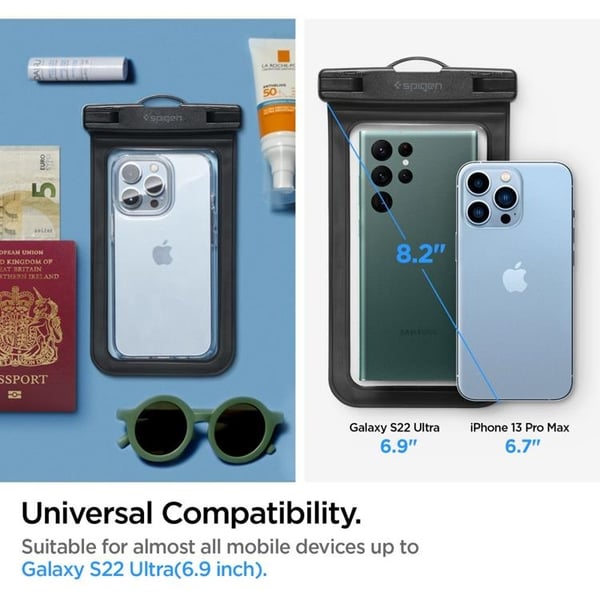 Spigen 2-Pack Universal Vandtætte Mobiltelefonetuier A601 - Sort