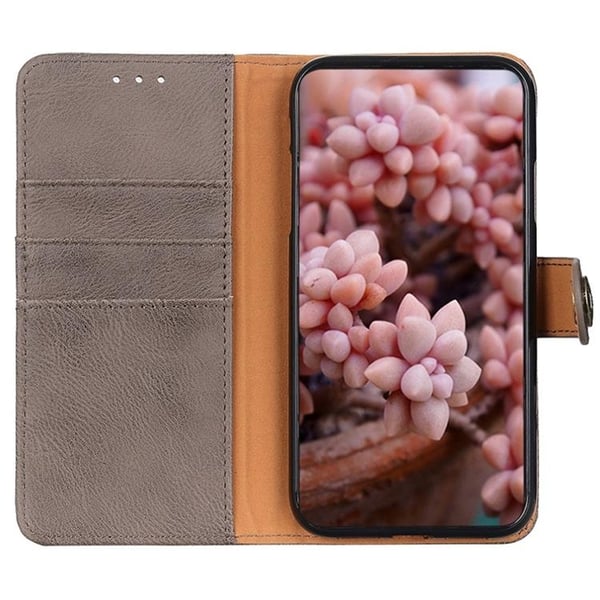 KHAZNEH iPhone 14 Pro Plånboksfodral Retro - Grå