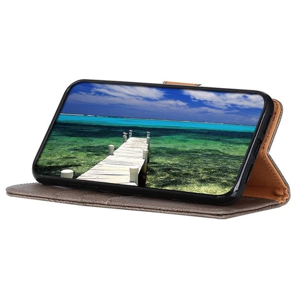 KHAZNEH iPhone 14 Plus Lompakkokotelo Retro - Harmaa