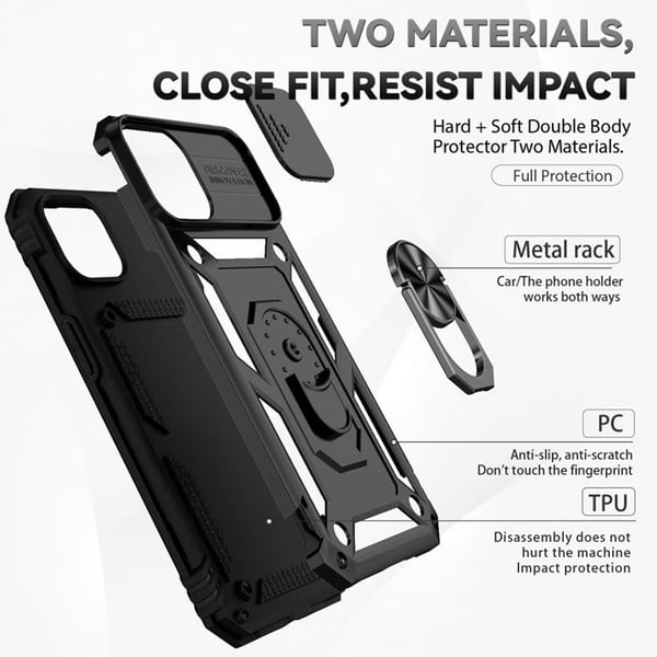iPhone 14 Plus Skal Ringhållare Kickstand - Svart