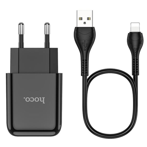 HOCO travel charger USB + kabel till Lightning 2A Svart