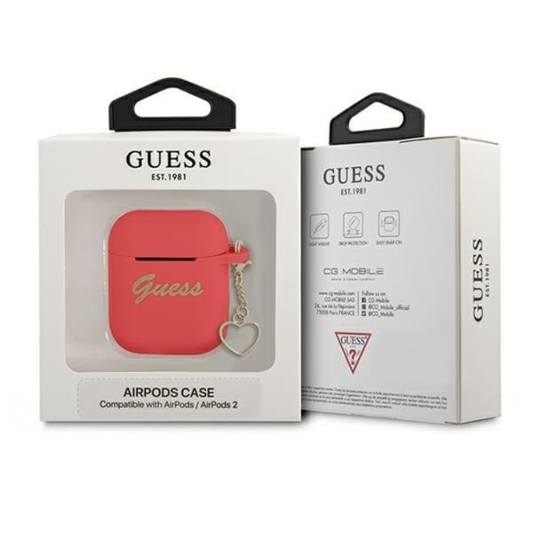 Guess AirPods Skal Silicone Charm Heart - Röd