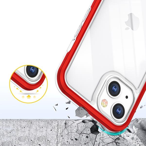 iPhone 13 mini Kuori Clear 3in1 Gel - Punainen