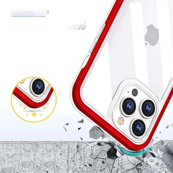 iPhone 13 Pro Max Skal Clear 3in1 - Röd