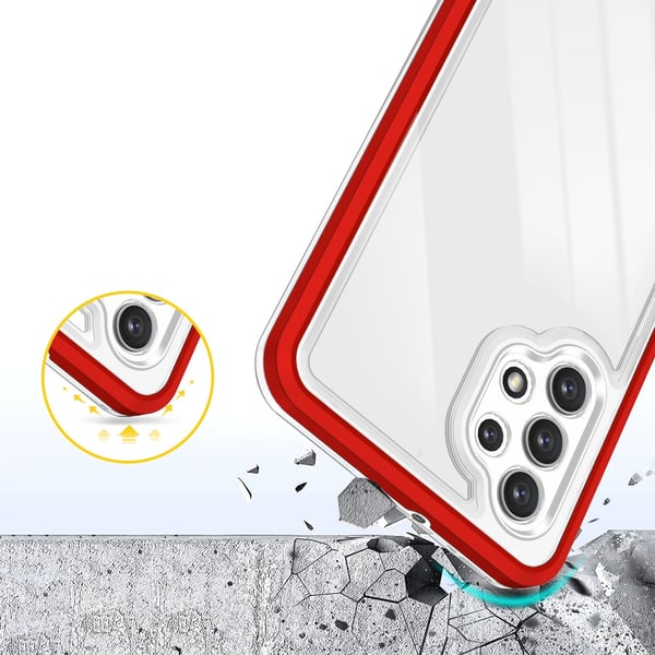 Galaxy A32 5G Skal Clear 3in1 - Röd