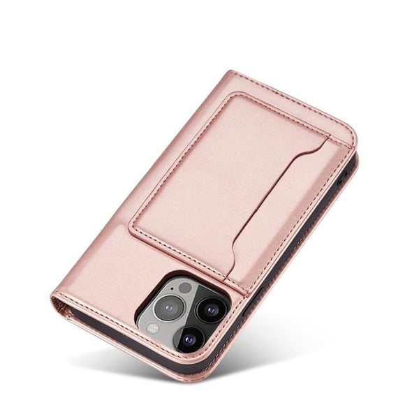 iPhone 13 Pro Plånboksfodral Magnet Stand - Rosa