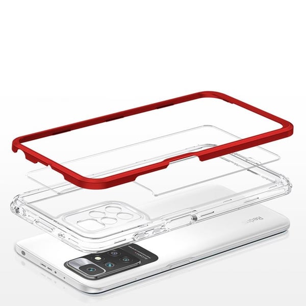 Xiaomi Redmi 10 4G (2021/2022) Skal Clear 3in1 - Röd