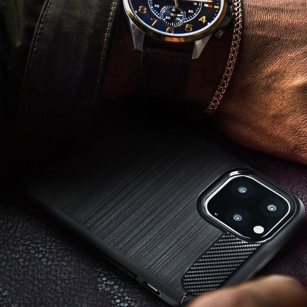 Galaxy A40 Skal Forcell Carbon Mjukplast - Svart