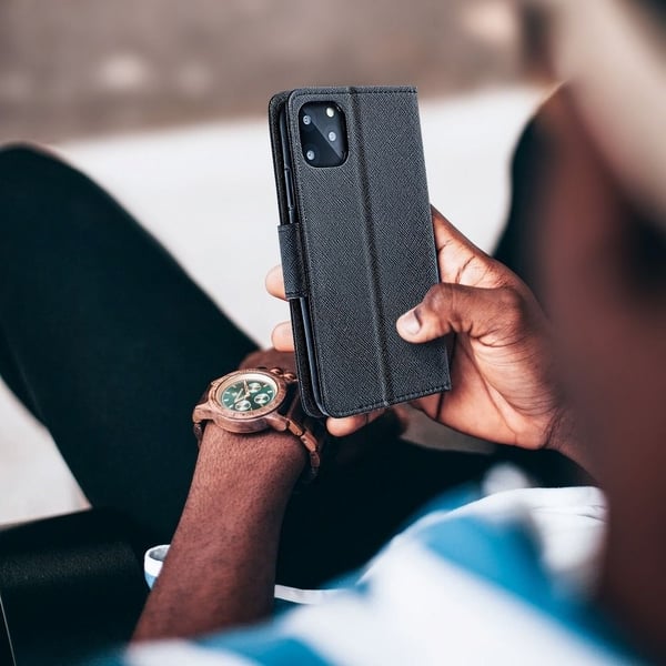 Galaxy A12/M12 Plånboksfodral Fancy Eco Läder - Svart