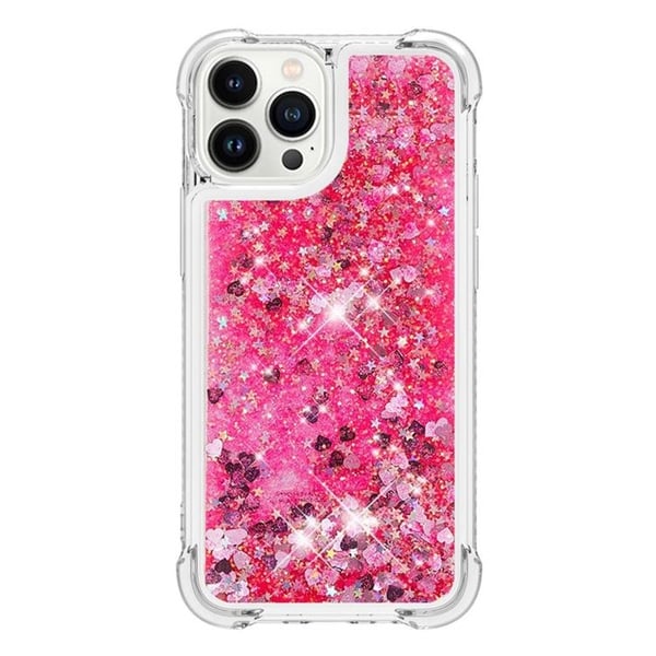 iPhone 14 Pro Kuori Liquid Floating Glitter - Pinkki
