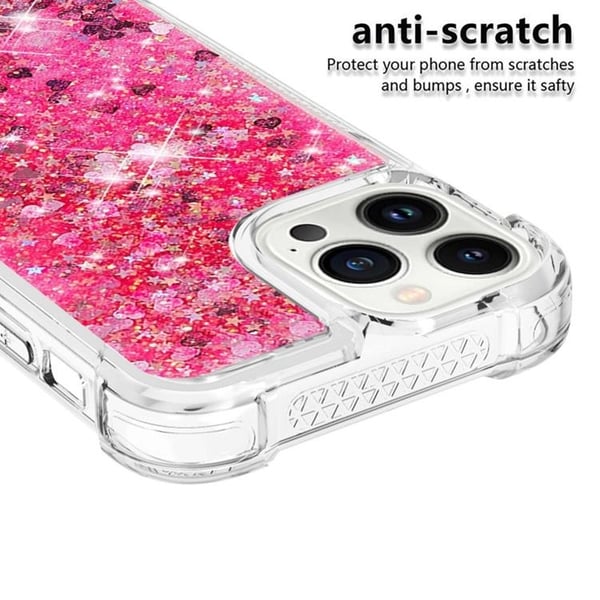 iPhone 14 Pro Kuori Liquid Floating Glitter - Pinkki