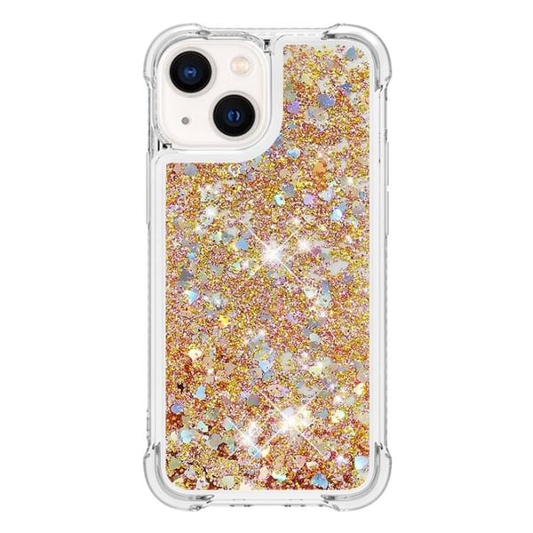 iPhone 14 Plus Skal Liquid Floating Glitter - Guld