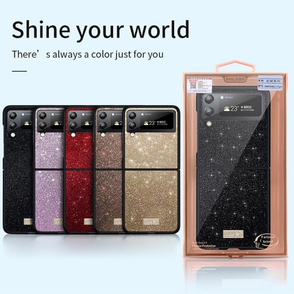 SULADA Galaxy Z Flip 4 Kuori Glitter Paljetit - Kulta
