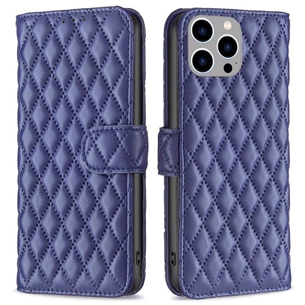 BINFEN iPhone 14 Pro Max Lompakkokotelo Rhombus - Sininen