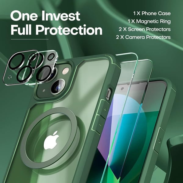 [6in1] BOOM iPhone 14 Plus Skal - Kameralinsskydd - Härdat Glas - MagSafe Ring