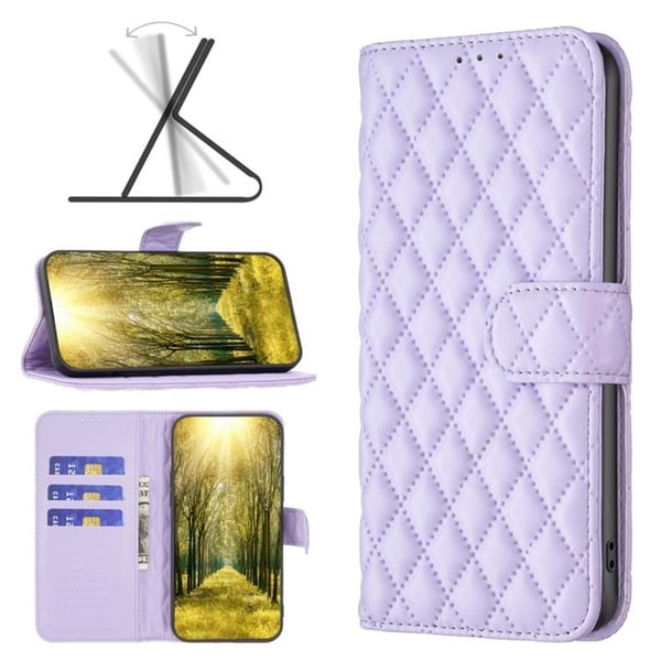 BINFEN iPhone 14 Plus Pungcover Rhombus - Lilla