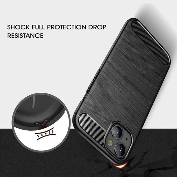iPhone 14 Skal Carbon Fiber Texture - Svart