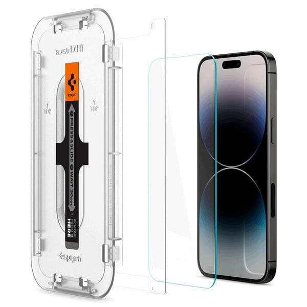 Spigen iPhone 14 Pro Max hærdet glas Skærmbeskytter Ez-Fit 2-Pack - Klar