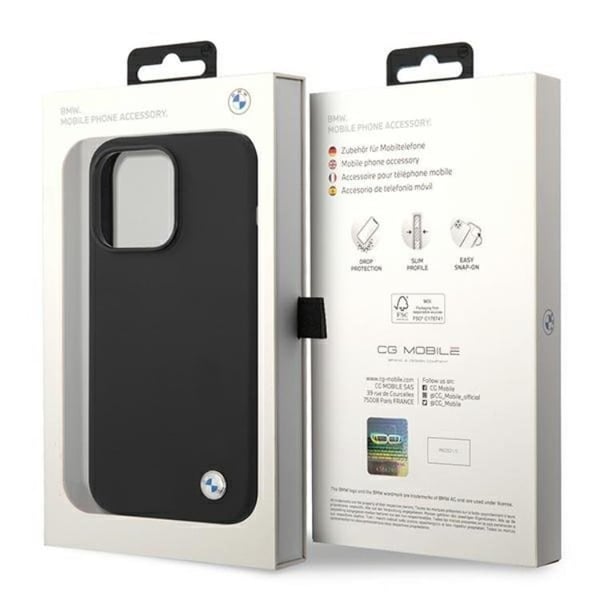 BMW iPhone 14 Pro Max Skal Silicone Metal Logo - Svart