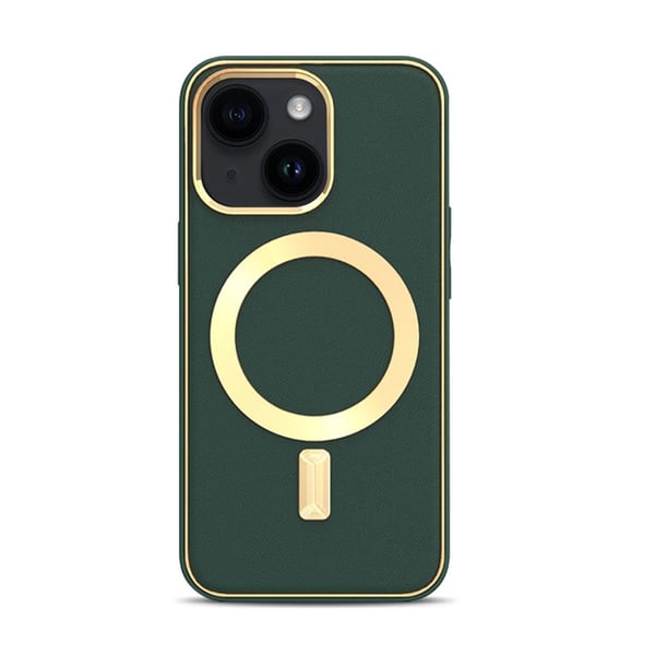 BOOM iPhone 14 Plus Magsafe Läderskal - Grön