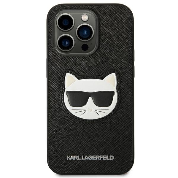Karl Lagerfeld iPhone 14 Pro Skal Saffiano Choupette Head Patch - Svart