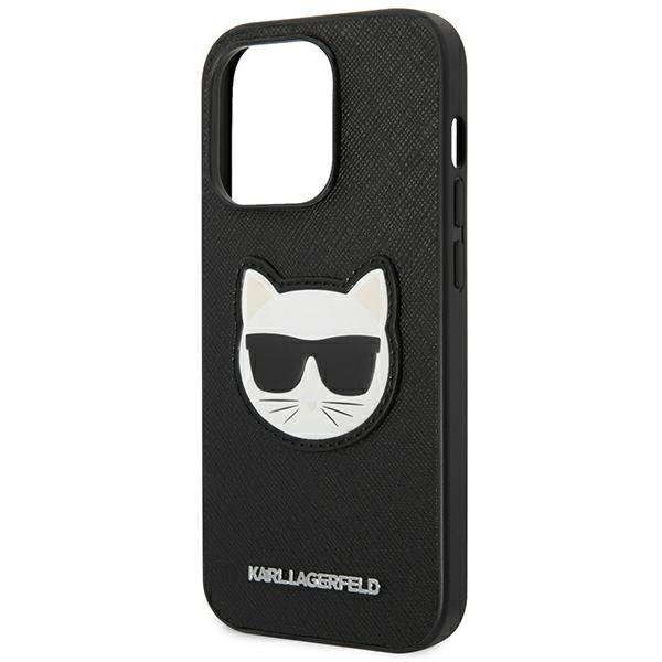 Karl Lagerfeld iPhone 14 Pro Max Skal Saffiano Choupette Head Patch - Svart