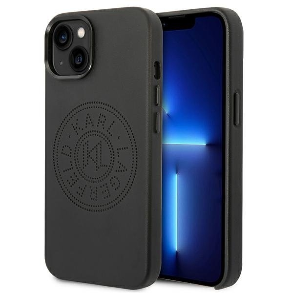 Karl Lagerfeld iPhone 14 Plus Skal Läder Perforated Logo - Svart Karl Lagerfeld iPhone 14 Plus Skal Läder Perforated Logo - Svart