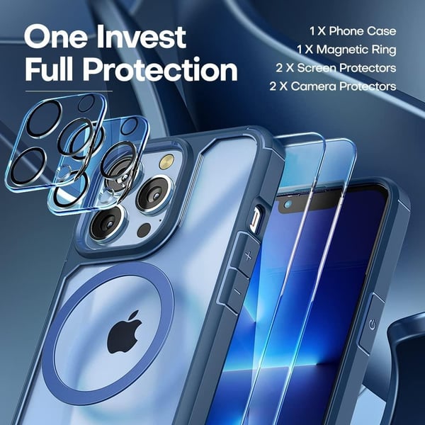 [6in1] Boom iPhone 13 Pro Max Skal Kameralinsskydd Härdat Glas MagSafe Ring