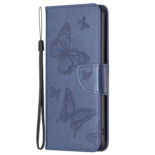 iPhone 14 Plus Pungcover Butterfly Imprinted - Mørkeblå