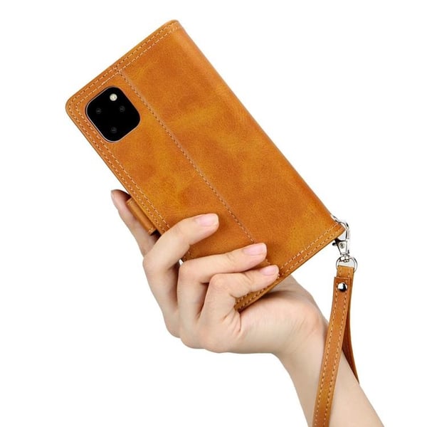 iPhone 14 Plus Pung Etui Ægte Læder Flip - Rosaguld