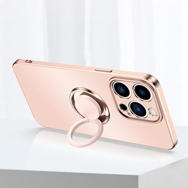 iPhone 14 Plus Skal Ringhållare Electroplating Kickstand - Svart
