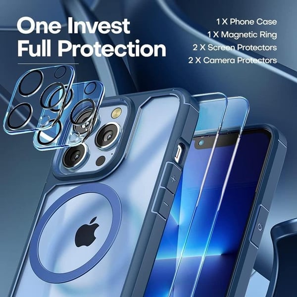 [6in1] Boom iPhone 13 Pro Skal - Kameralinsskydd - Härdat Glas - MagSafe Ring
