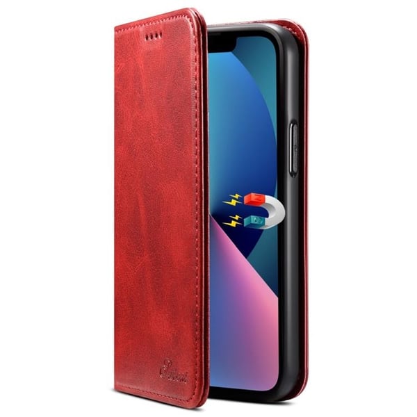 SUTENI iPhone 14 Pro Max Lompakkokotelo kuvioidulla pinnalla - Punainen