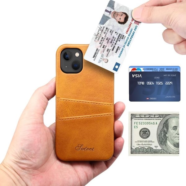 SUTENI iPhone 14 Plus Skal Korthållare - Khaki