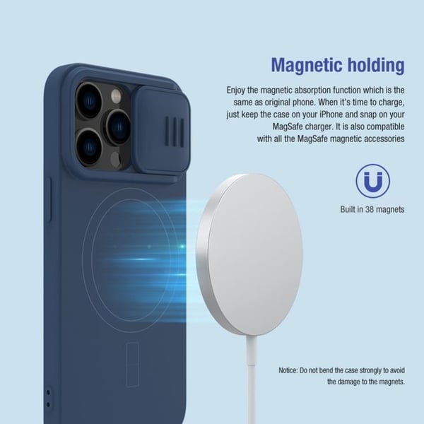 Nillkin iPhone 14 Pro Max Skal Magsafe Magnetic - Blå