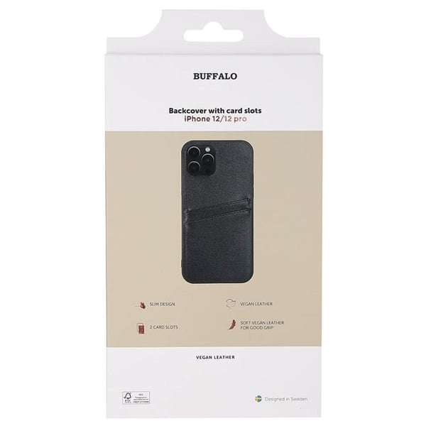 Buffalo iPhone 12/12 Pro Skal Korthållare - Svart