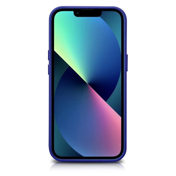 iCarer iPhone 14 Pro Max Skal Magsafe Äkta Läder Litchi Premium - Mörkblå