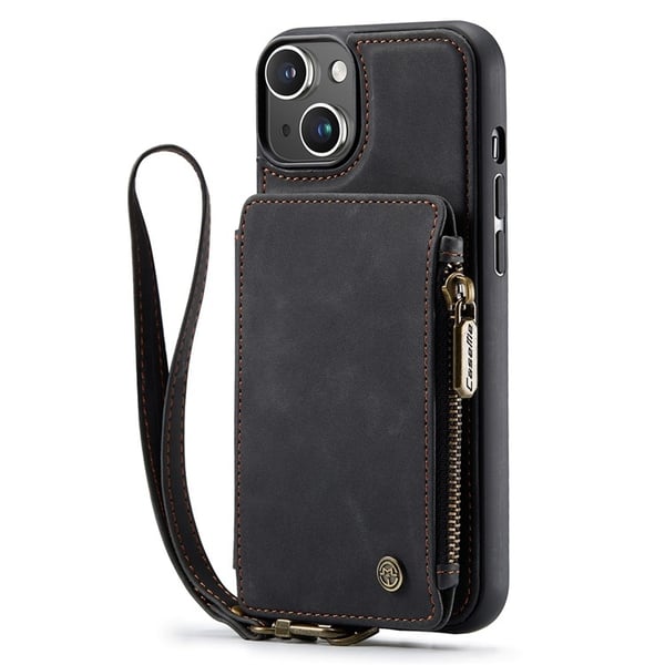 CASEME iPhone 14 Plus Plånboksfodral C20 Zipper Kickstand - Svart