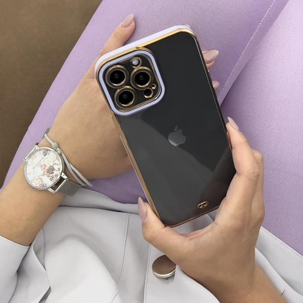 Galaxy A12 Skal Gold Frame - Vit