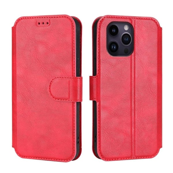 BOOM iPhone 14 Pro Pung Etui Kalveskind - Rød