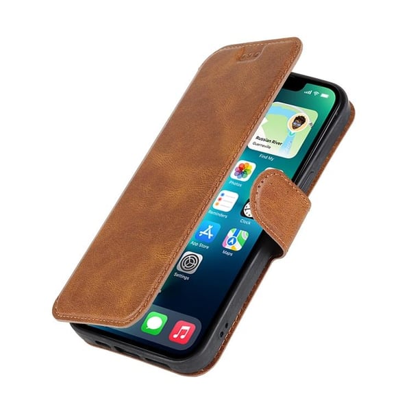 BOOM iPhone 14 Plus Plånboksfodral Calfskin - Brun
