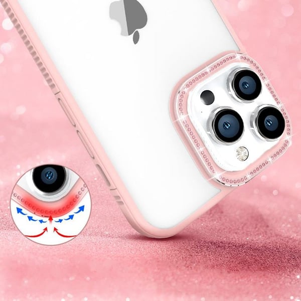 Kingxbar iPhone 13 Pro Skal Sparkles med Crystals - Rosa