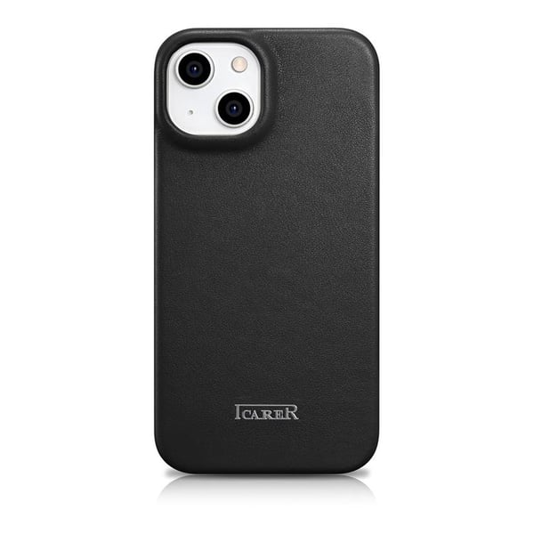 iCarer iPhone 14 Plus Plånboksfodral Magsafe CE Läder - Svart