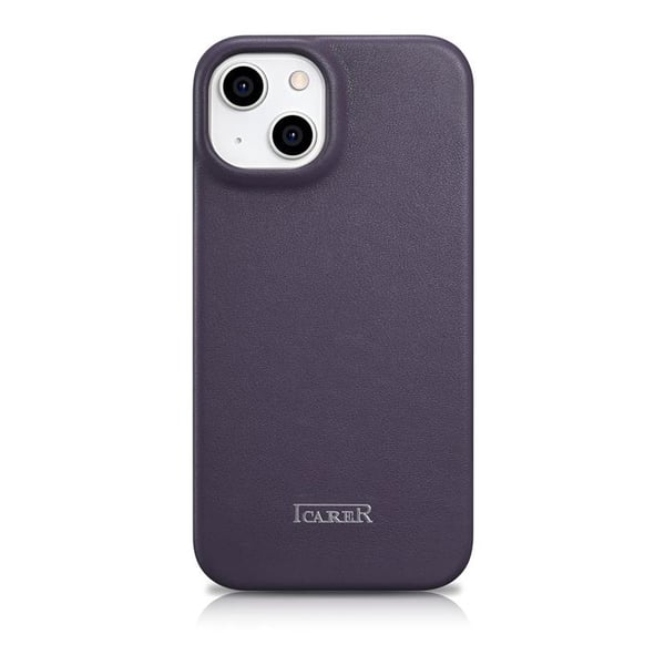 iCarer iPhone 14 Plus Plånboksfodral Magsafe CE Läder - Morklila