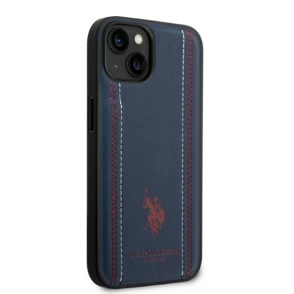 US Polo iPhone 14 Plus Skal Lädersöm - Marinblå