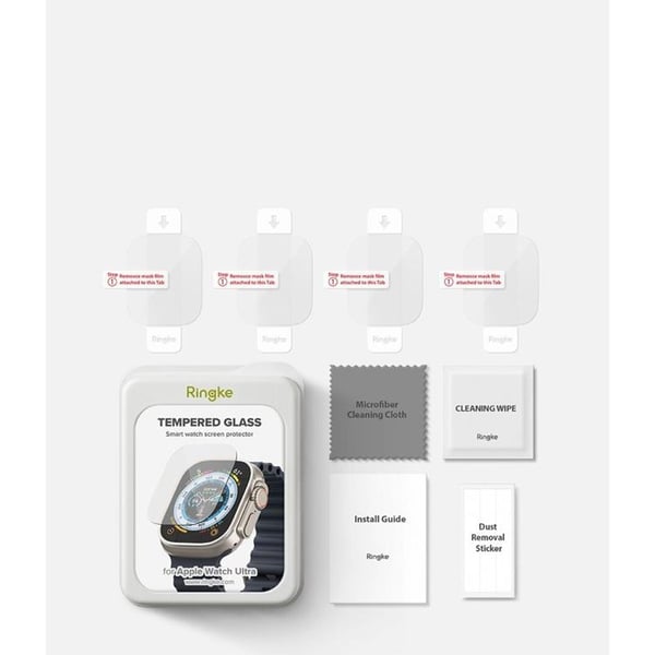 [4-Pack] Ringke Apple Watch Ultra (49mm) Hærdet Glas Skærmbeskytter - Klar