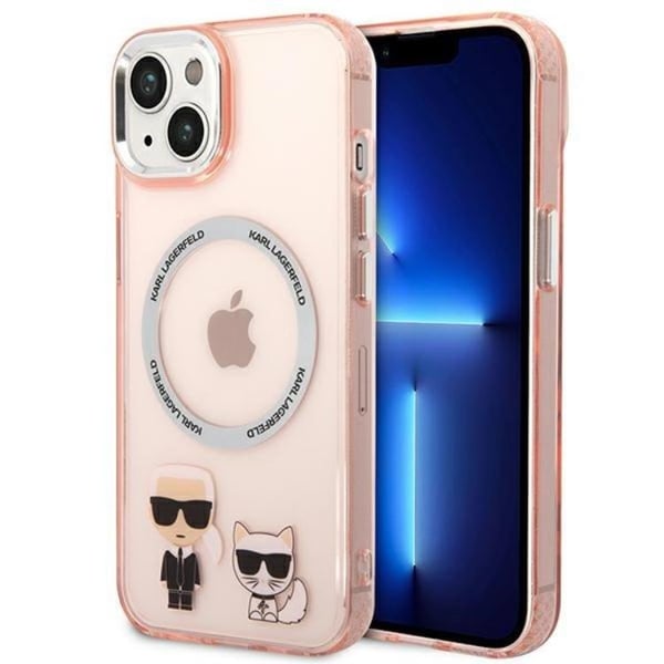 Karl Lagerfeld iPhone 14 Plus Skal Magsafe Karl & Choupette Aluminum - Rosa Karl Lagerfeld iPhone 14 Plus Skal Magsafe Karl & Choupette Aluminum - Rosa