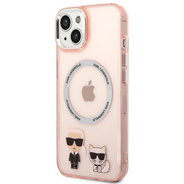 Karl Lagerfeld iPhone 14 Plus Skal Magsafe Karl & Choupette Aluminum - Rosa